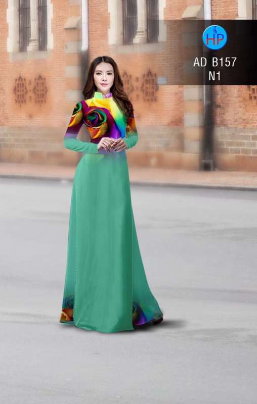 Vải áo dài hoa hồng 3D