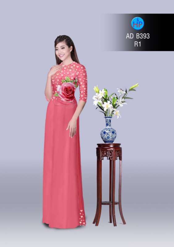Vải áo dài hoa Hồng