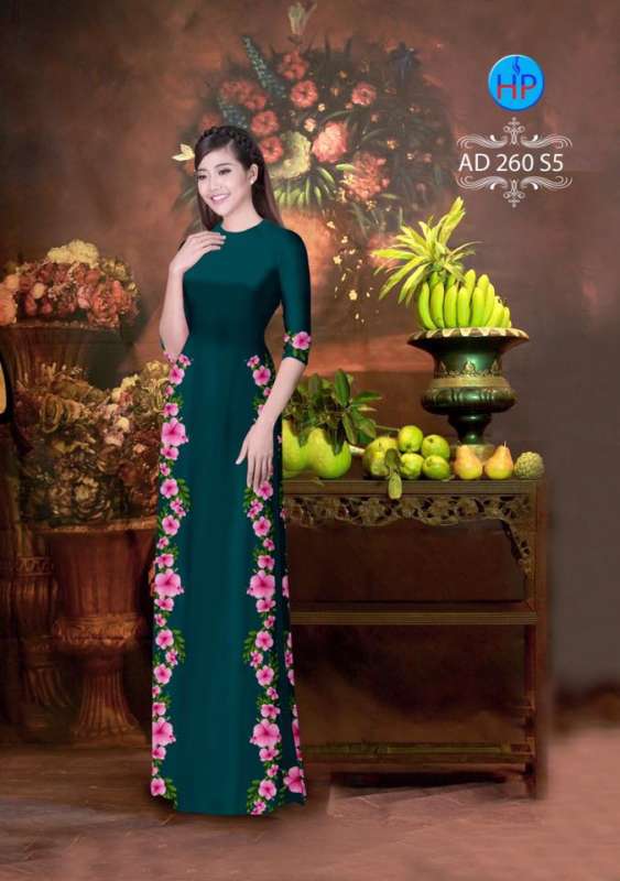 Vải áo dài hoa dây 2 bên
