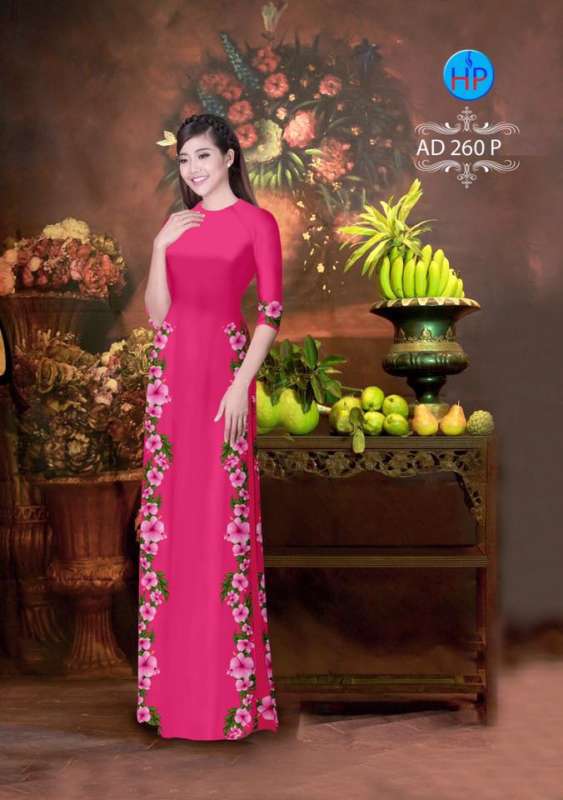 Vải áo dài hoa dây 2 bên
