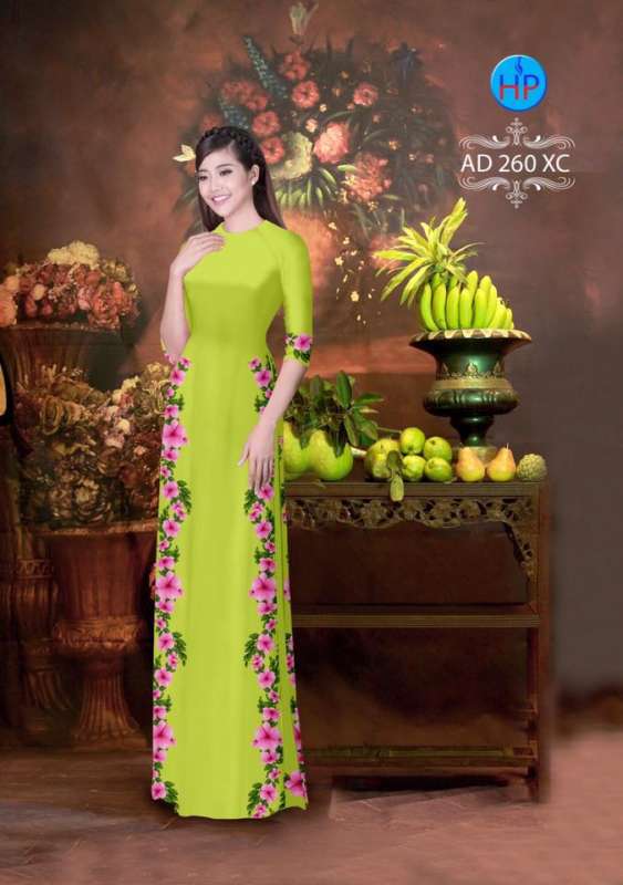 Vải áo dài hoa dây 2 bên