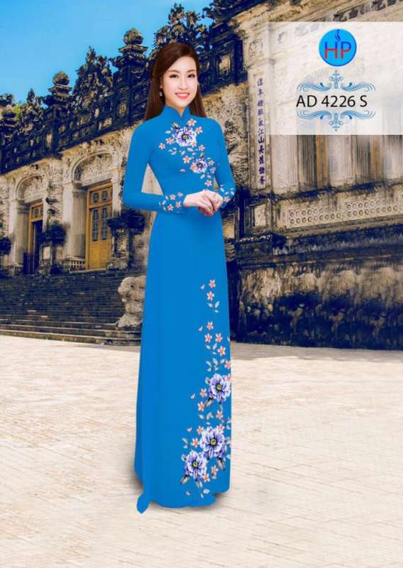 Vải áo dài hoa trên dưới