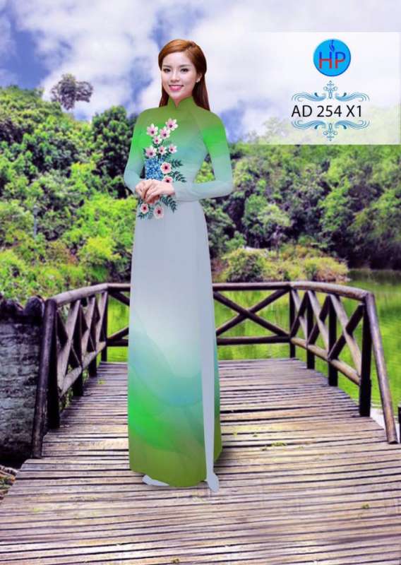 Vải áo dài hoa 3D