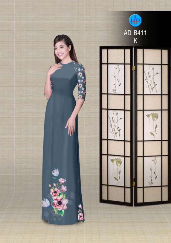 Vải áo dài hoa tà dưới