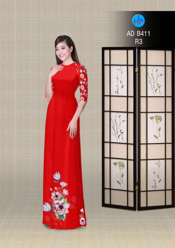 Vải áo dài hoa tà dưới