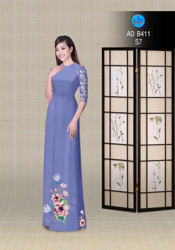 Vải áo dài hoa tà dưới
