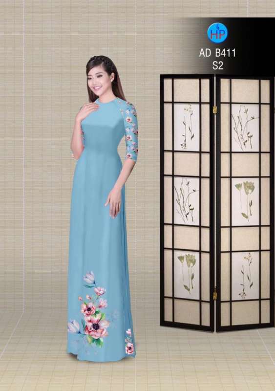Vải áo dài hoa tà dưới