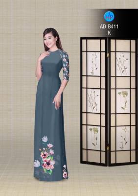 Vải áo dài hoa tà dưới-DT 2890