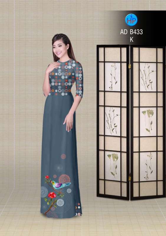 Vải áo dài thân trên chấm bi