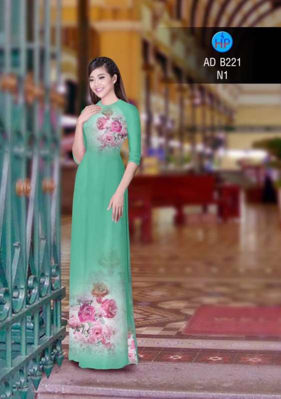 Vải áo dài hoa hồng trên dưới