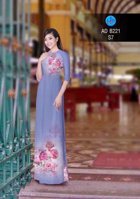 Vải áo dài hoa hồng trên dưới