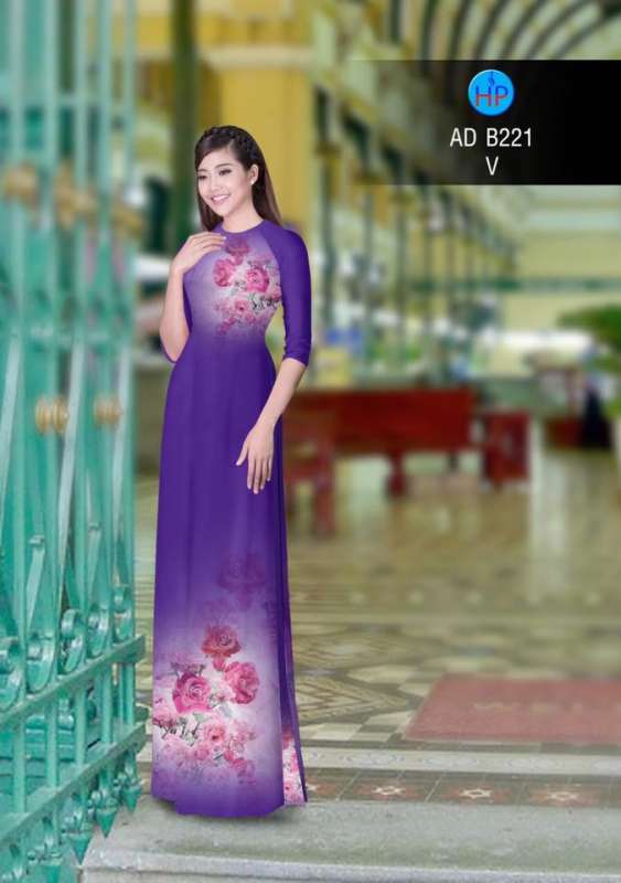 Vải áo dài hoa hồng trên dưới