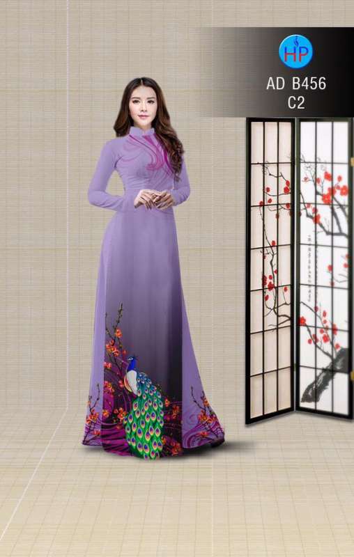 Vải áo dài chim Công