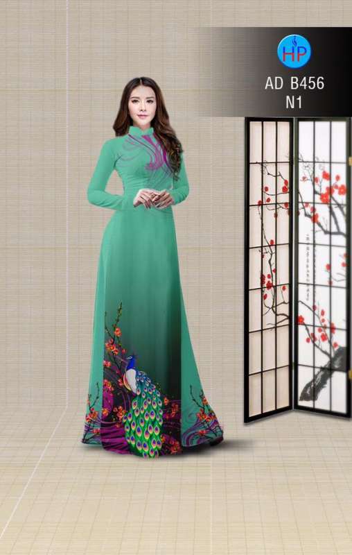Vải áo dài chim Công
