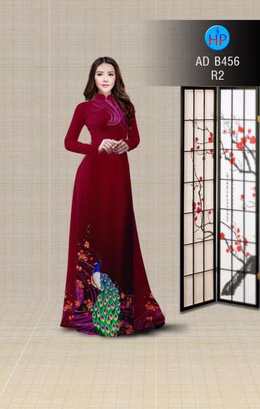 Vải áo dài chim Công