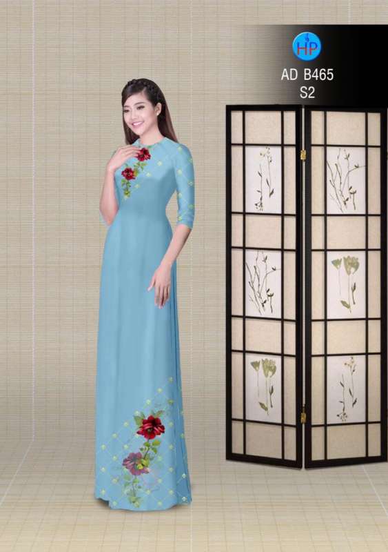 Vải áo dài hoa trên dưới