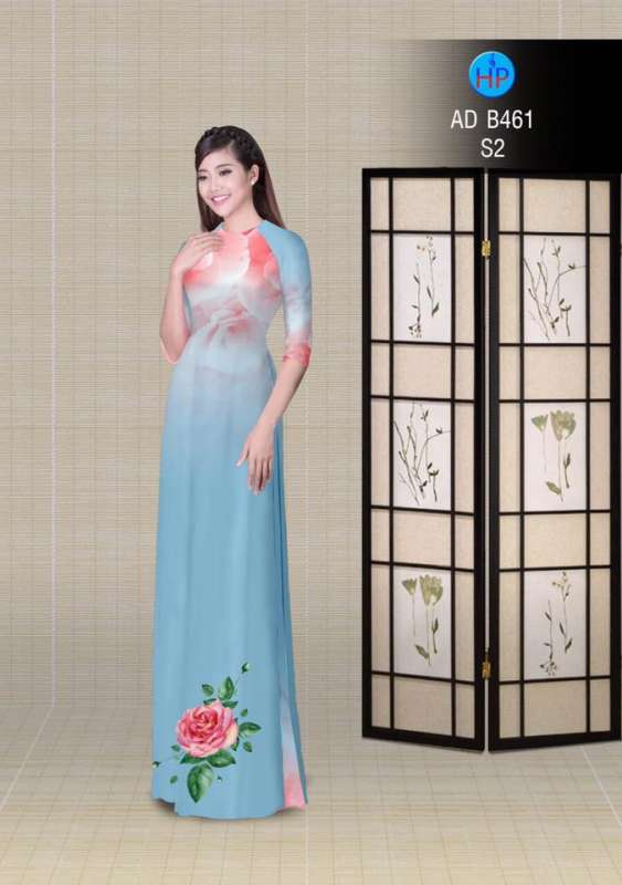Vải áo dài hoa Hồng