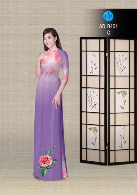 Vải áo dài hoa Hồng