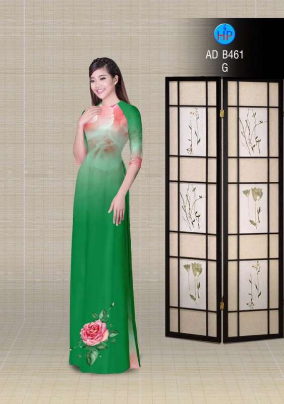 Vải áo dài hoa Hồng
