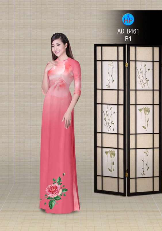 Vải áo dài hoa Hồng