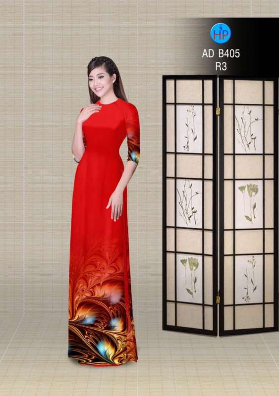 Vải áo dài hoa 3D