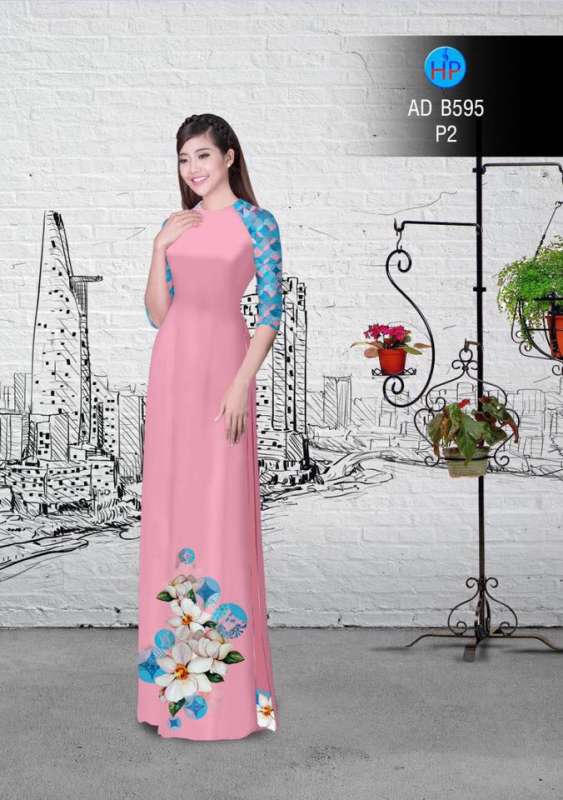 Vải áo dài hoa trên dưới