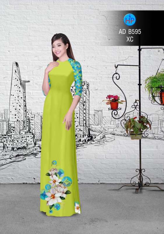 Vải áo dài hoa trên dưới