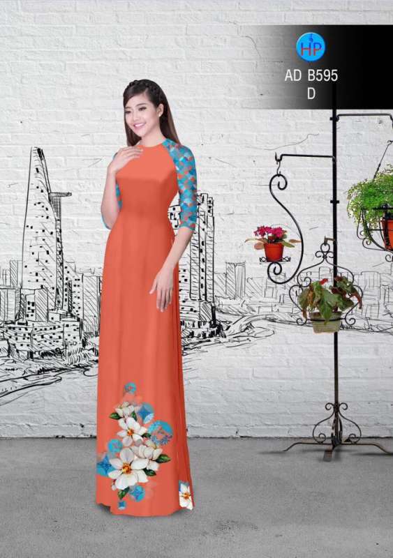 Vải áo dài hoa trên dưới