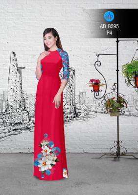 Vải áo dài hoa trên dưới-DT 2942