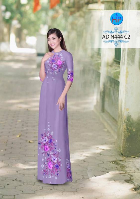 Vải áo dài hoa trên dưới