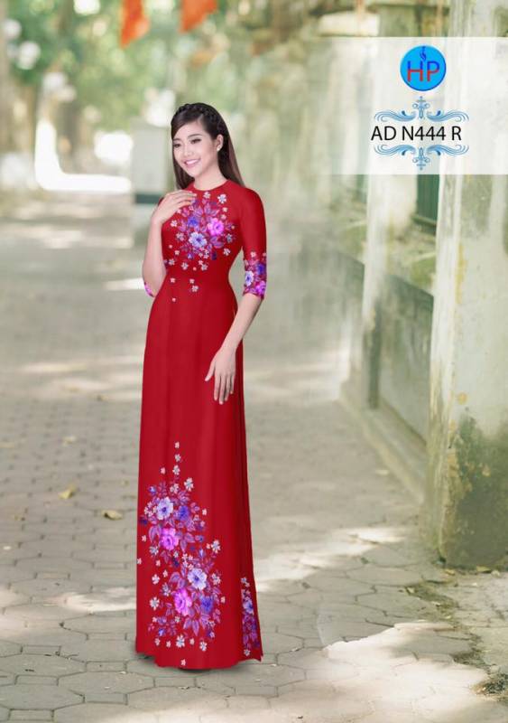 Vải áo dài hoa trên dưới