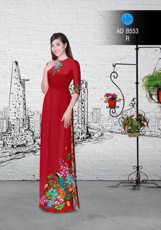Vải áo dài hoa và chim