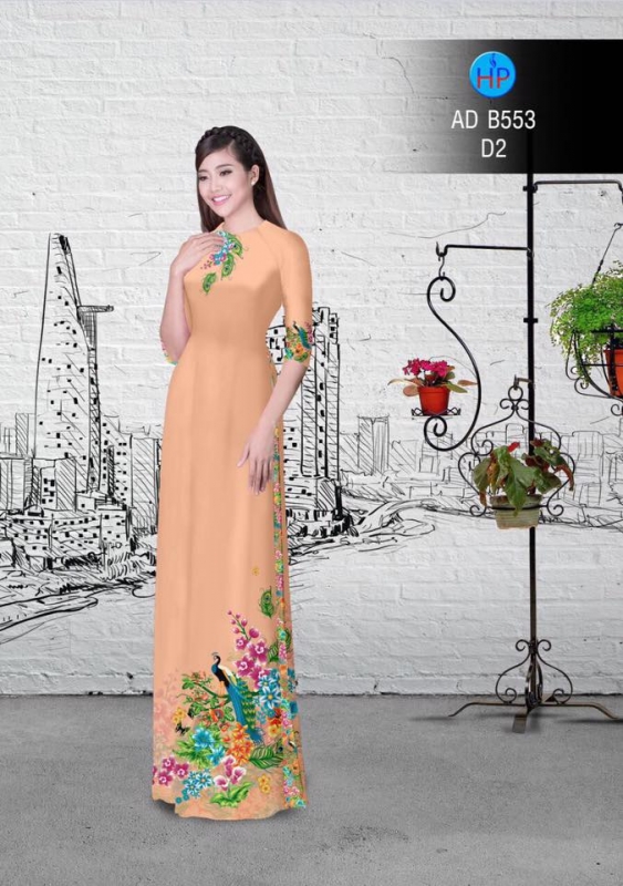 Vải áo dài hoa và chim