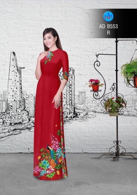 Vải áo dài hoa và chim-DT 2970