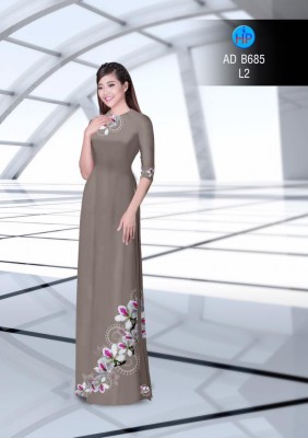 Vải áo dài hoa trên dưới-DT 2985
