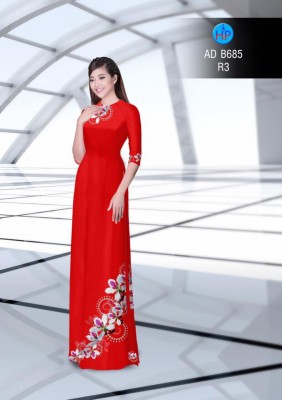 Vải áo dài hoa trên dưới-DT 2985