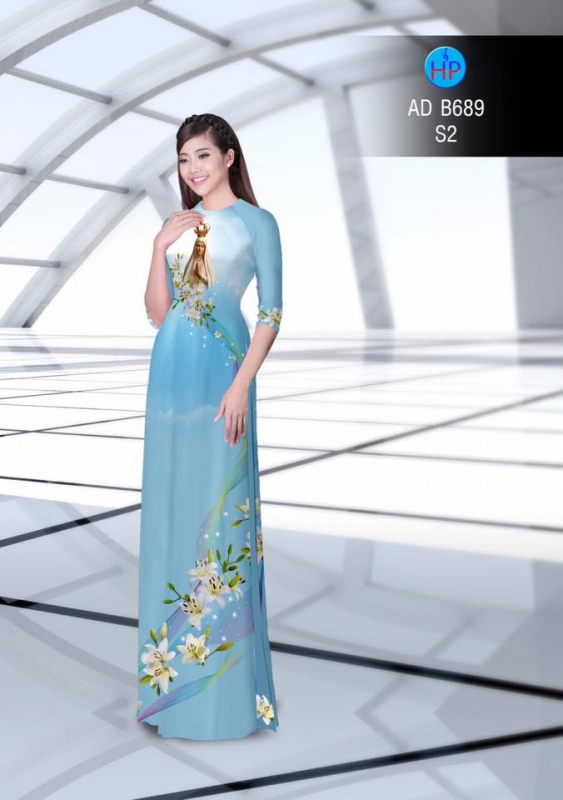 Vải áo dài hình đức Mẹ