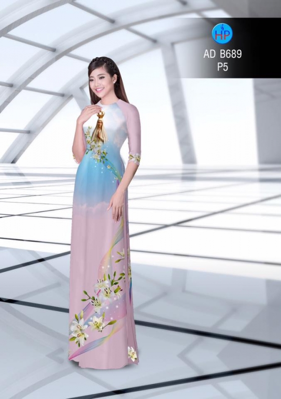 Vải áo dài hình đức Mẹ