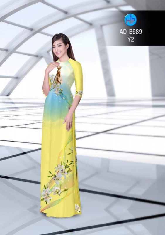 Vải áo dài hình đức Mẹ