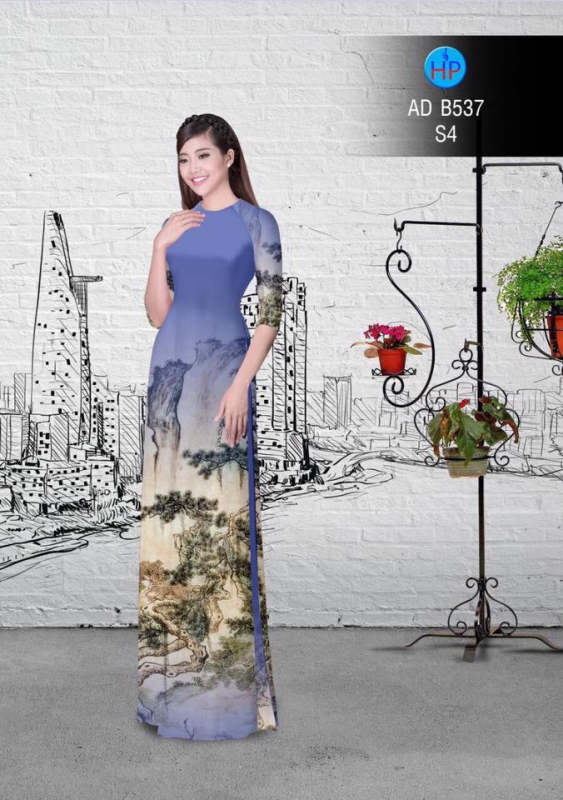Vải áo dài phong cảnh Sơn Thủy