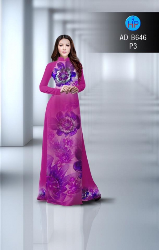 Vải áo dài hoa chìm 3D