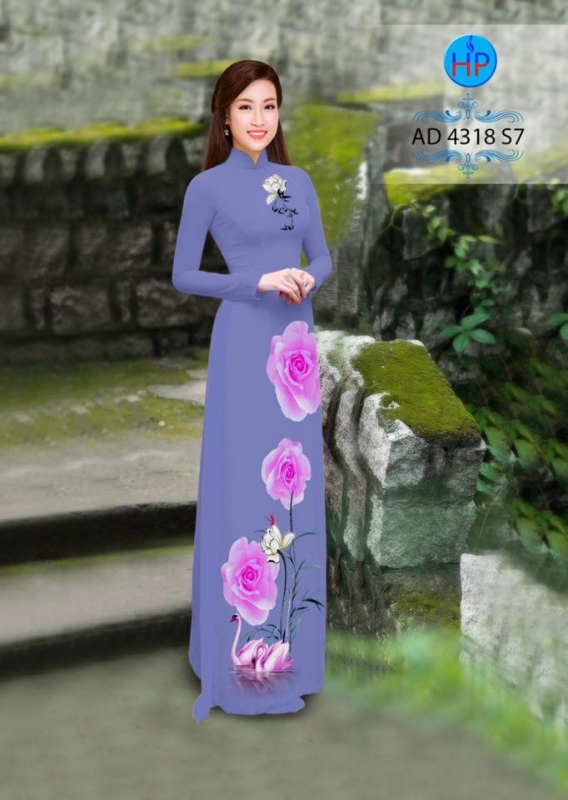 Vải áo dài hoa Hồng Vải áo dài hoa Hồng