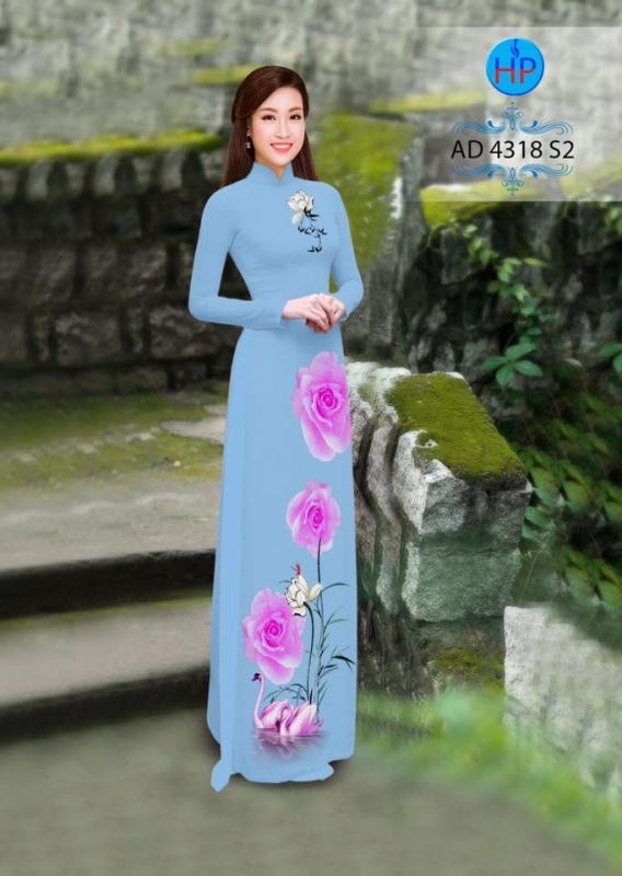 Vải áo dài hoa Hồng Vải áo dài hoa Hồng