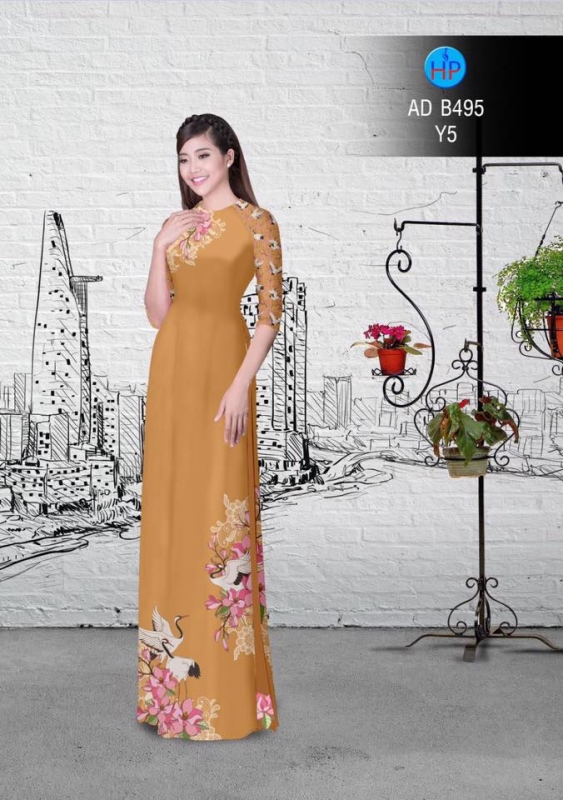 Vải áo dài hoa và chim
