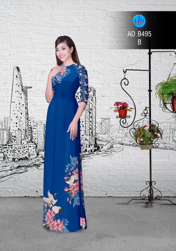 Vải áo dài hoa và chim