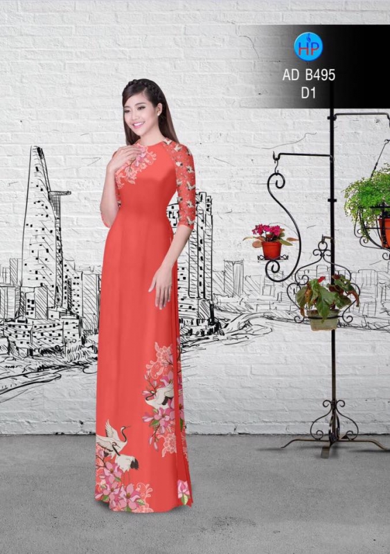 Vải áo dài hoa và chim
