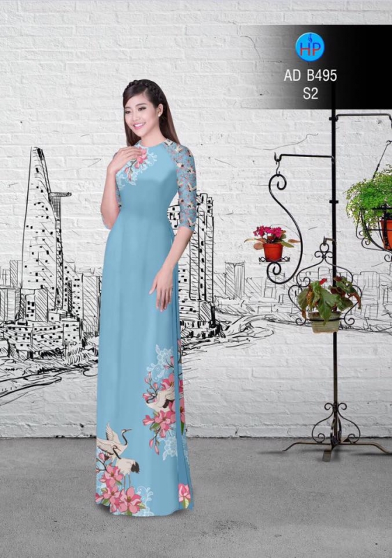 Vải áo dài hoa và chim