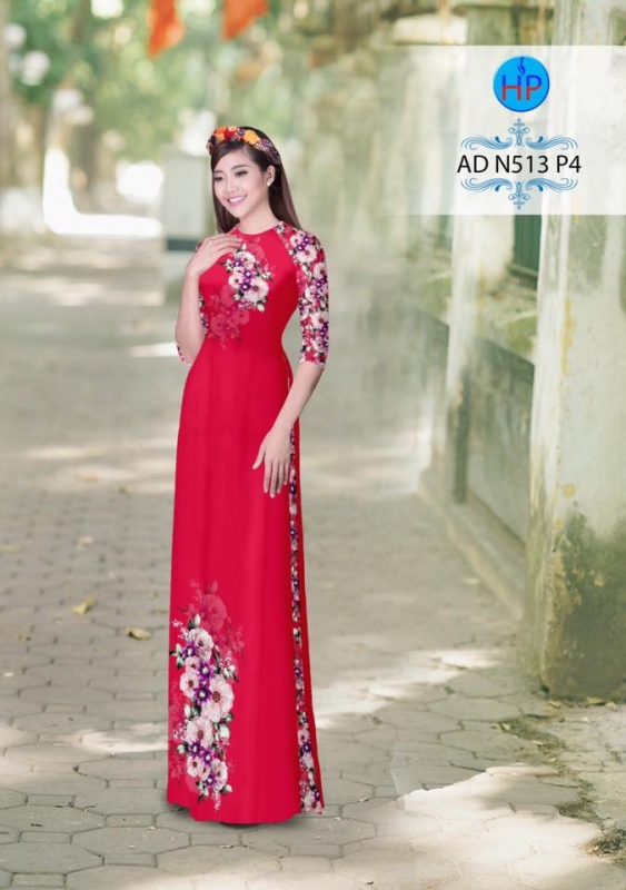 Vải áo dài hoa Hồng