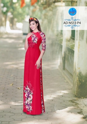 Vải áo dài hoa Hồng-DT 3035