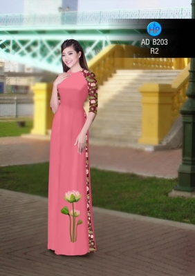 Vải áo dài hoa Sen-DT 3042